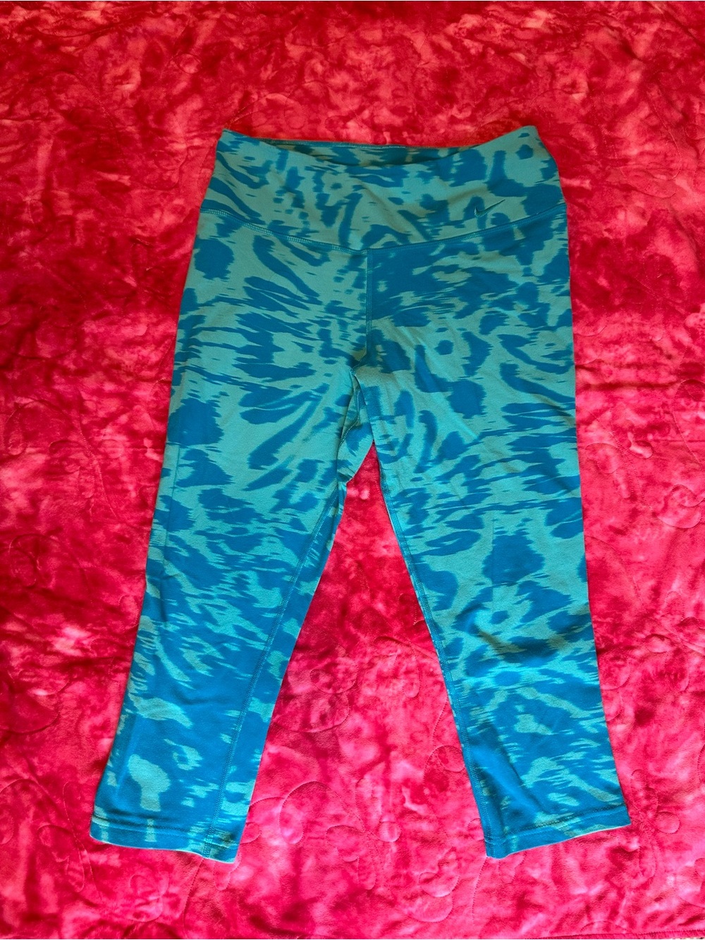 Nike Teal and Blue Patterned Girls' Active Leggings